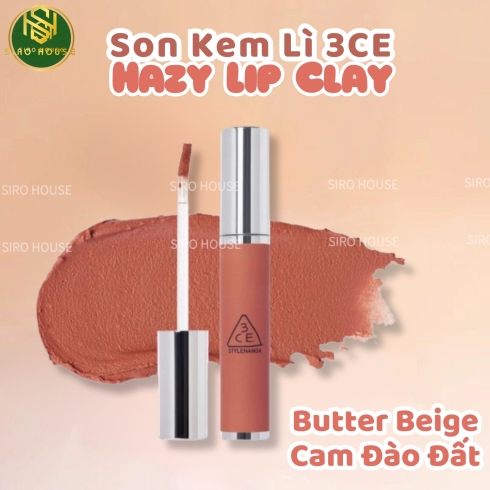 Son kem lì 3CE Hazy Lip Clay #Butter Beige