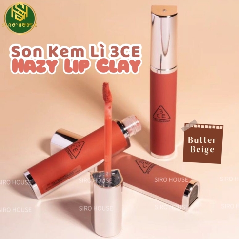 Son kem lì 3CE Hazy Lip Clay #Butter Beige