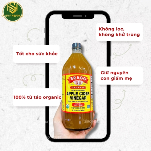 Giấm táo hữu cơ BRAGG Organic Apple Cider Vinegar 946mL