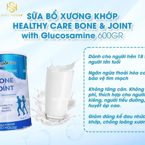 Sữa bột bổ xương khớp HEALTHY CARE Bone & Joint With Glucosamine 600g