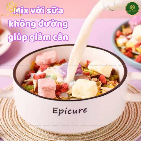 Ngũ cốc sữa chua yến mạch nướng MEIZHOUSHIKE #Mix hạt & trái cây 400g 