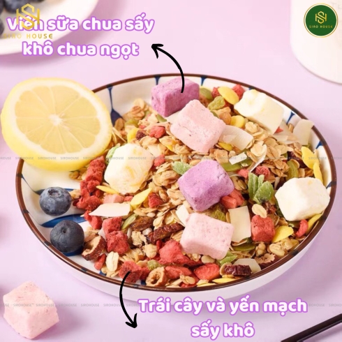 Ngũ cốc sữa chua yến mạch nướng MEIZHOUSHIKE #Mix hạt & trái cây 400g 