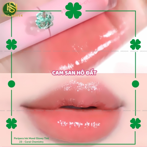 Son tint bóng PERIPERA Ink Mood Glowy Ajak Tint #23 Coral Chemistry