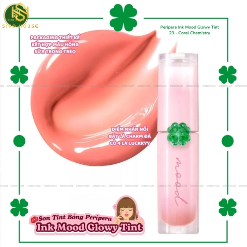Son tint bóng PERIPERA Ink Mood Glowy Ajak Tint #23 Coral Chemistry