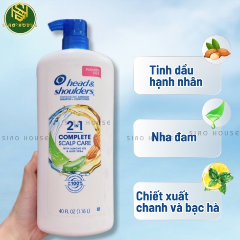 Dầu gội xả 2 in 1 HEAD & SHOULDERS Complete Almond Oil & Aloe Vera 1.18L