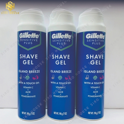 Gel cạo râu GILLETTE Sensitive Plus Island Breeze 198g 