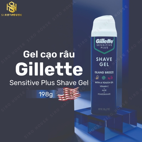 Gel cạo râu GILLETTE Sensitive Plus Island Breeze 198g 