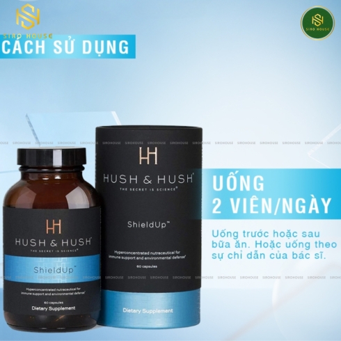 Viên uống chống nắng bảo vệ da HUSH & HUSH Shield Up 60 viên