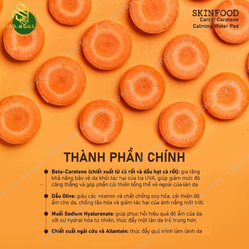 Toner Pad SKINFOOD Carrot Carotene Calming Water Pad 250g (60 miếng)