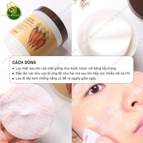 Toner Pad SKINFOOD Carrot Carotene Calming Water Pad 250g (60 miếng)