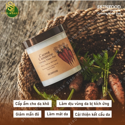 Toner Pad SKINFOOD Carrot Carotene Calming Water Pad 250g (60 miếng)