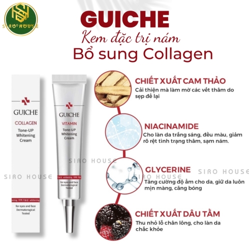 Kem dưỡng trắng nâng tone GUICHE Collagen Tone Up Whitening Cream 35mL