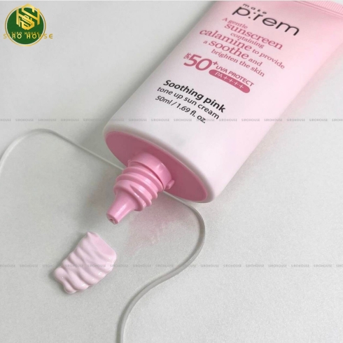 [No box] Kem chống nắng MAKE P:REM Soothing Pink Tone Up Sun Cream 50+ PA++++ 40mL (Hồng)