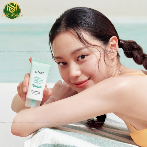 [No box] Kem chống nắng MAKE P:REM Uv Defense Me No Sebum Sun Cream SPF 50+ PA++++ 40mL (Xanh lá)