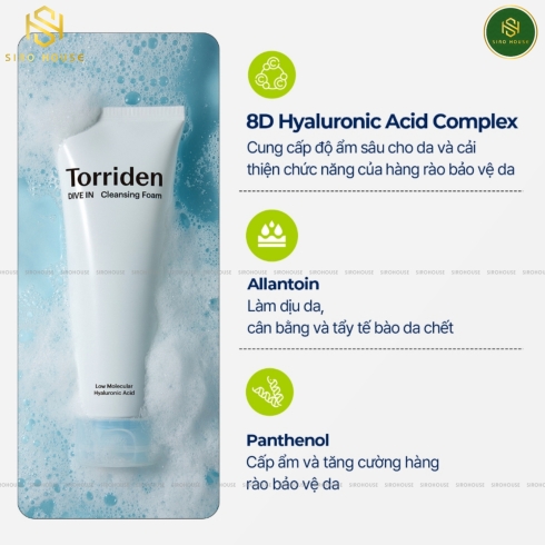 Sữa rửa mặt dưỡng ẩm TORRIDEN Dive In Cleansing Foam 150mL 