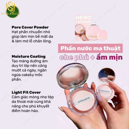  Set phấn nước APRIL SKIN HERO Cushion Blossom Edition + tặng kèm lõi