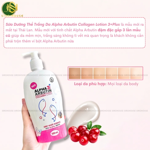 Dưỡng thể kích trắng da PERFECT SKIN LADY Alpha Arbutin 3 Plus+ Collagen Lotion 500mL