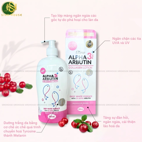 Dưỡng thể kích trắng da PERFECT SKIN LADY Alpha Arbutin 3 Plus+ Collagen Lotion 500mL