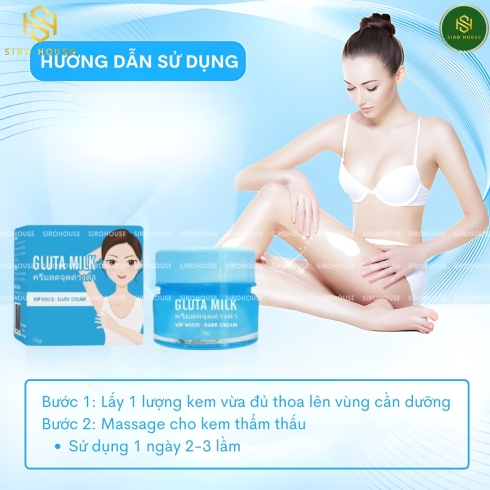 Kem dưỡng trắng nách GLUTA MILK Vip White 15g + Tặng kèm xịt khử mùi 10g