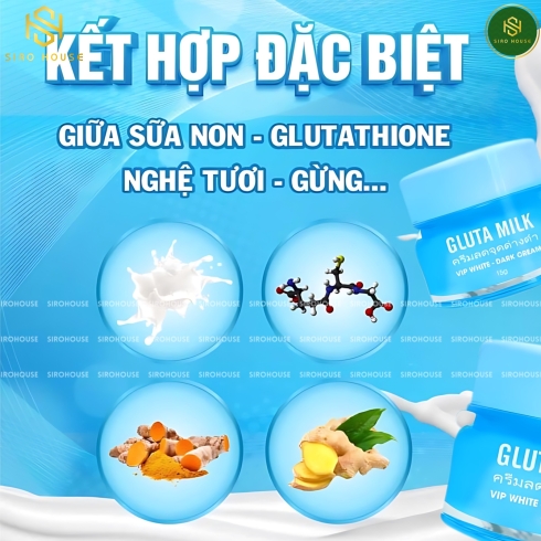 Kem dưỡng trắng nách GLUTA MILK Vip White 15g + Tặng kèm xịt khử mùi 10g