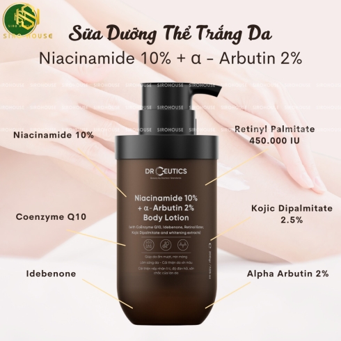 Sữa dưỡng thể trắng da DR CEUTICS Niacinamide 10%+Arbutin 2% Body Lotion 200g