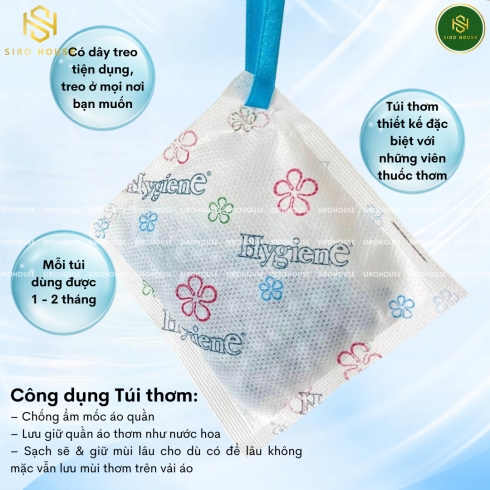 Túi thơm hương hoa đậm đặc HYGIENE Fabric Freshener 8g
