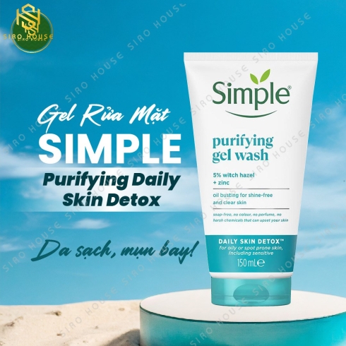  Sữa rửa mặt kiềm dầu, ngừa mụn SIMPLE  Purifying Gel Wash 150mL 