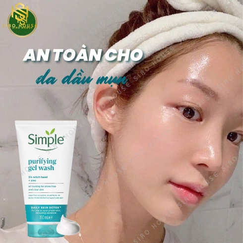  Sữa rửa mặt kiềm dầu, ngừa mụn SIMPLE  Purifying Gel Wash 150mL 