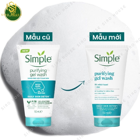  Sữa rửa mặt kiềm dầu, ngừa mụn SIMPLE  Purifying Gel Wash 150mL 