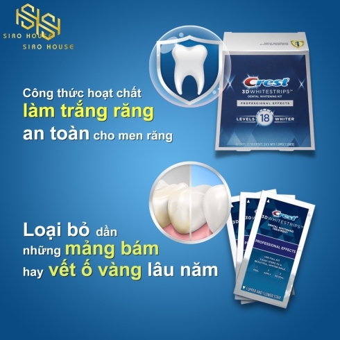     Miếng Dán Trắng Răng CREST 3D Whitestrips Professional Effect Level 18 Whiter