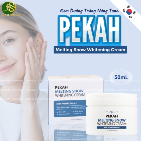 Kem dưỡng trắng nâng tone PEKAH Melting Snow Whitening Cream Milk Protein Extract 50mL