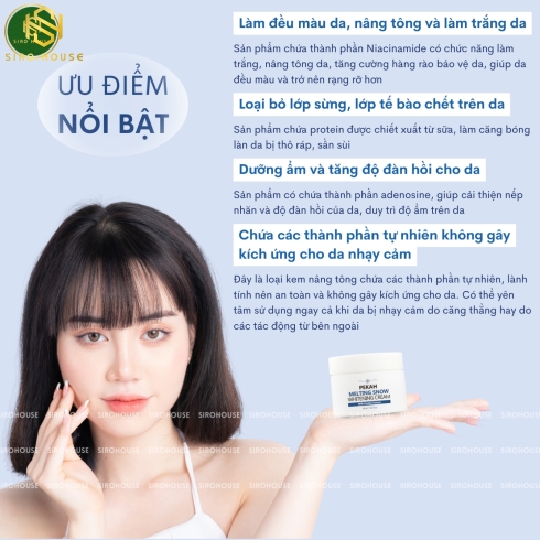 Kem dưỡng trắng nâng tone PEKAH Melting Snow Whitening Cream Milk Protein Extract 50mL