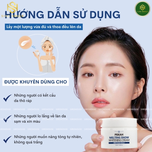 Kem dưỡng trắng nâng tone PEKAH Melting Snow Whitening Cream Milk Protein Extract 50mL