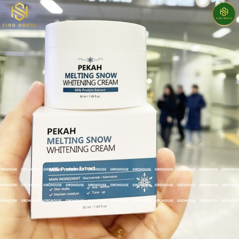Kem dưỡng trắng nâng tone PEKAH Melting Snow Whitening Cream Milk Protein Extract 50mL