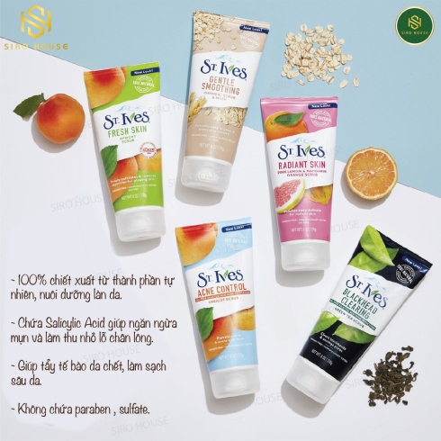 Sữa rửa mặt tẩy tế bào chết ST.IVES 170g