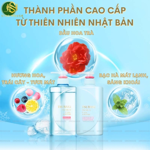 Bộ gội xả TSUBAKI Premium Cool 490ml