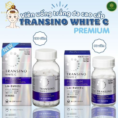 Viên uống trắng da, trị nám bổ sung vitamin C trị tàn nhang TRANSINO Premium White C Clear 90viên & 180viên