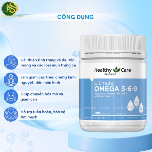 Viên uống omega 3-6-9 HEALTHY CARE Ultimate Omega 3-6-9 200v iên