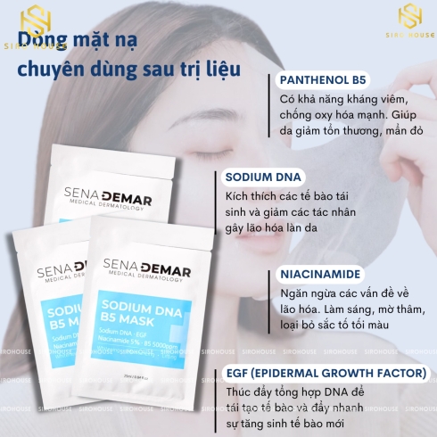 Mặt nạ cấp ẩm, dưỡng trắng, phục hồi da Sena Demar Sodium DNA B5 mask