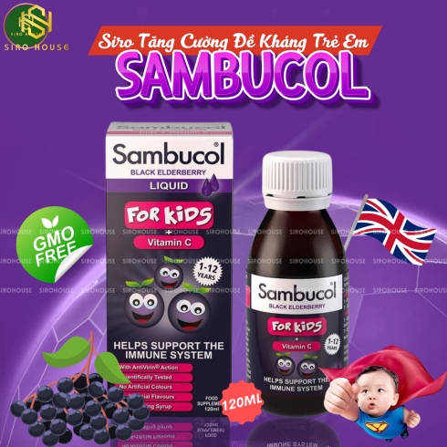 Siro tăng đề kháng SAMBUCOL Liquid For Kids + Vitamin C 120mL