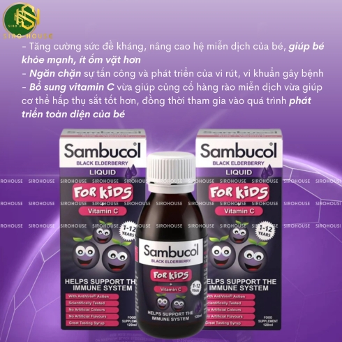 Siro tăng đề kháng SAMBUCOL Liquid For Kids + Vitamin C 120mL