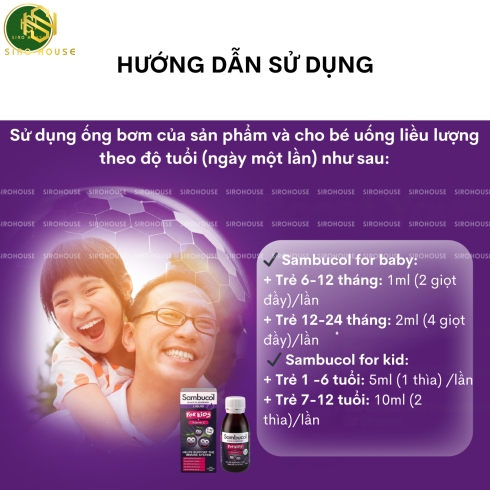 Siro tăng đề kháng SAMBUCOL Liquid For Kids + Vitamin C 120mL