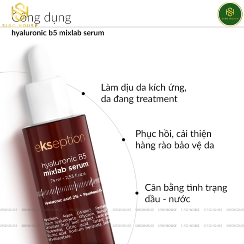 Tinh chất phục hồi và làm dịu da EKSEPTION Hyaluronic B5 Mixlab Serum 75mL