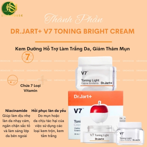 Kem dưỡng Dr.Jart+ V7 Toning Bright Cream dưỡng trắng 50ml & 15ml