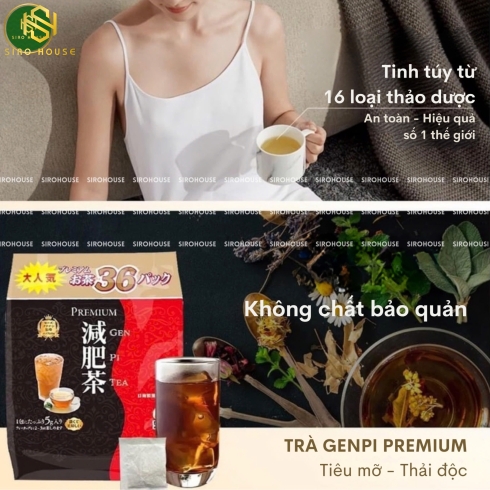 Trà giảm mỡ HAYARI Genpi Tea Premium 36 túi lọc + Tặng 1 gói nhỏ 7 túi lọc