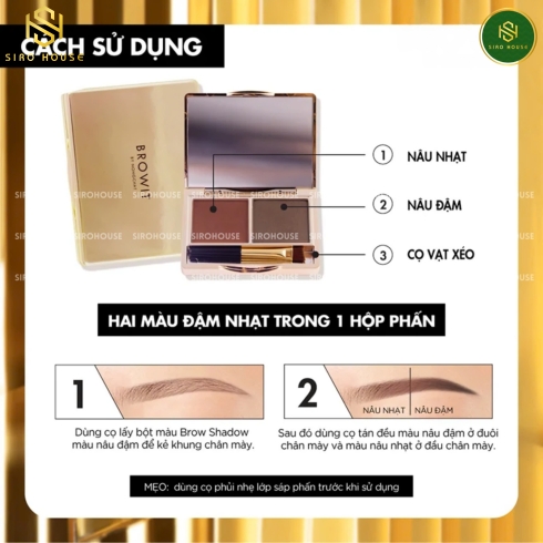 Bột tán mày BROWIT BY NONGCHAT Series 1 Easy Drawing Brow Shadow 4g  - Medium Brown & Dark Brown