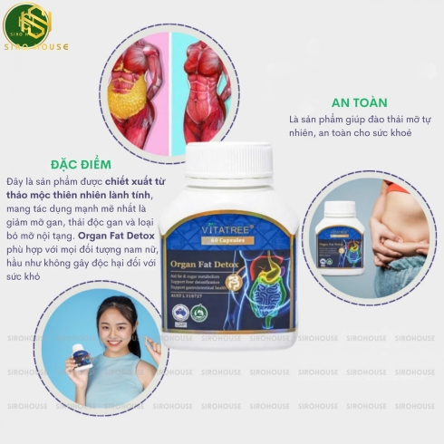 Viên uống thải độc mỡ nội tạng VITATREE Organ Fat Detox 60 viên