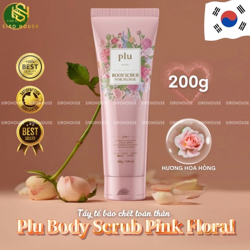 Tẩy tế bào chết toàn thân Plu Body Scrub Pink Floral 200g 