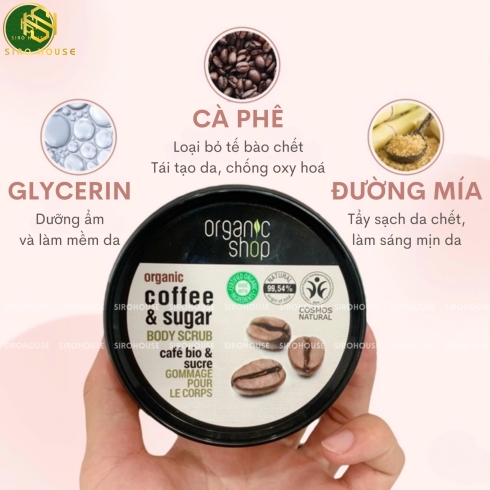 Tẩy tế bào chết toàn thân ORGANIC SHOP #Coffee & Sugar Body Scrub 250mL