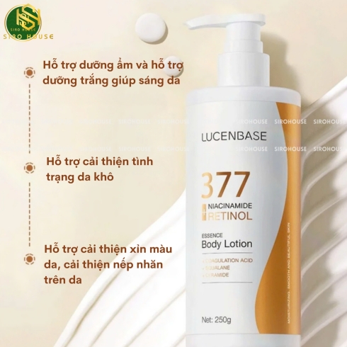 Dưỡng thể LUCENBASE 377 Niacinamide+Retinol Body Lotion 250g